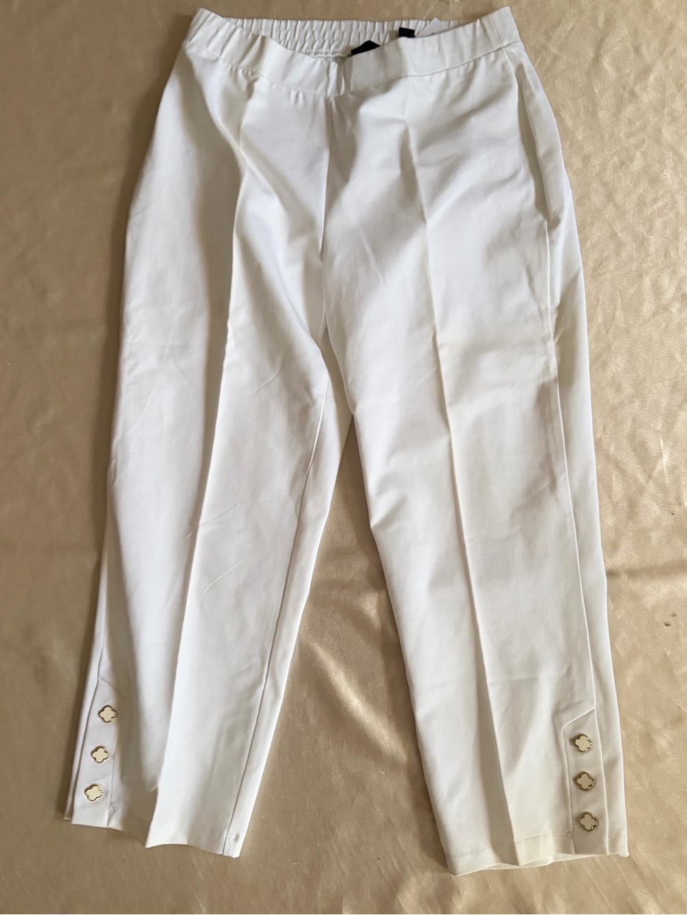 Susan Graver Regular Premium Stretch Crop Pants w/Button Detail XS A397796